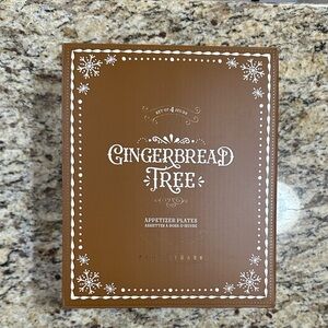 4 Pottery Barn Brown Gingerbread Tree Appetizer Plates